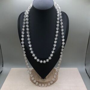 Vintage Clear Crystal Beaded Long Necklace